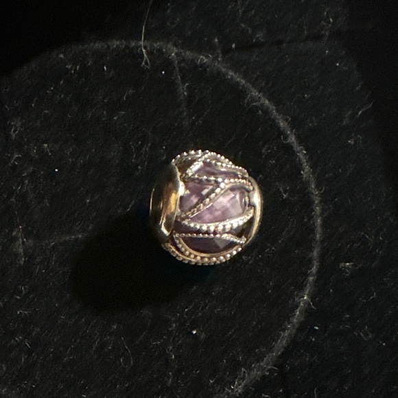 Authentic Pandora purple glass intertwining radiance sterling silver charm 💜 - Picture 3 of 4